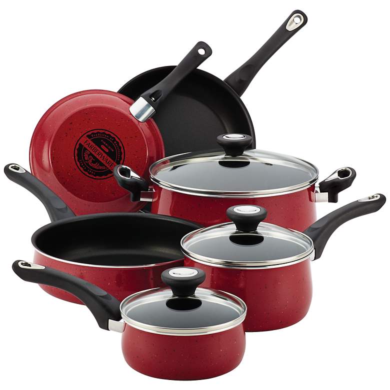 Image 1 Farberware New Traditions 12-Piece Red Cookware Set