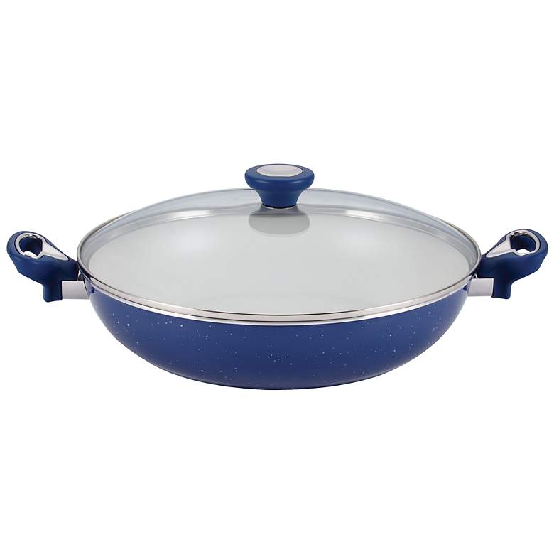 Image 1 Farberware Speckled Blue 12 1/2" Nonstick Covered Skillet
