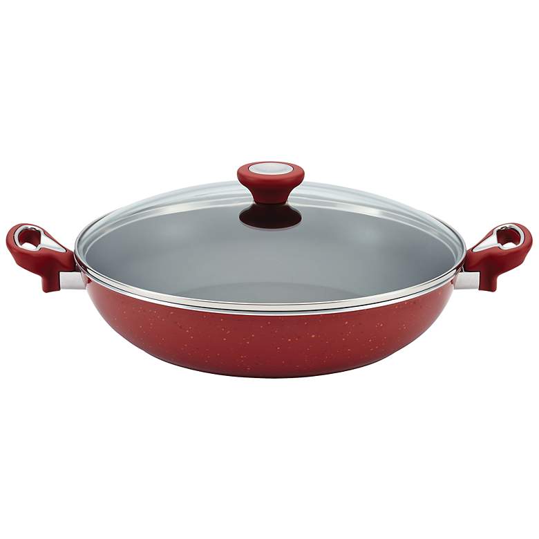 Image 1 Farberware Speckled Red 12 1/2 inch Nonstick Covered Skillet