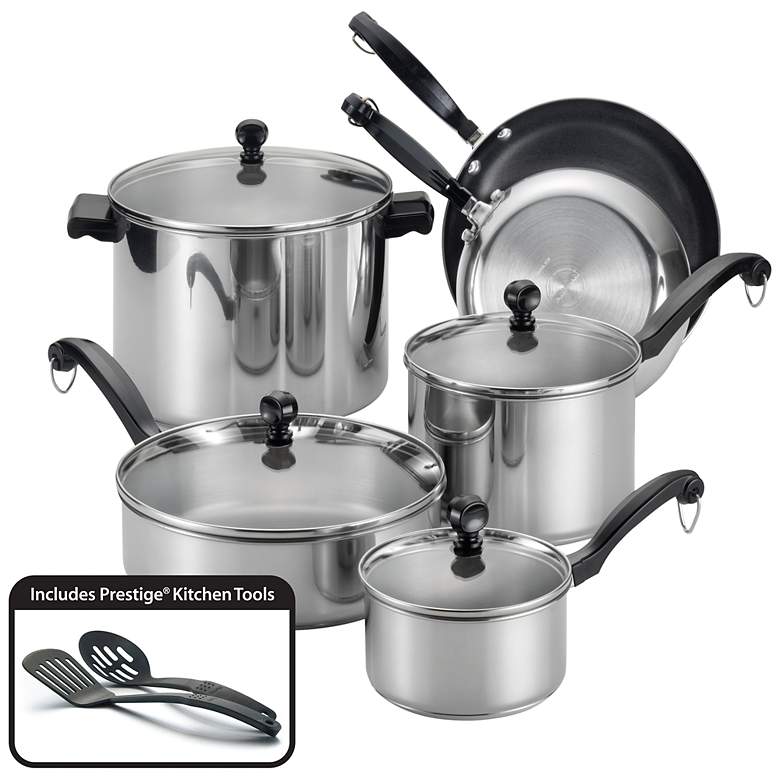 Image 1 Farberware Stainless Steel 12-Pc Nonstick Cookware Set