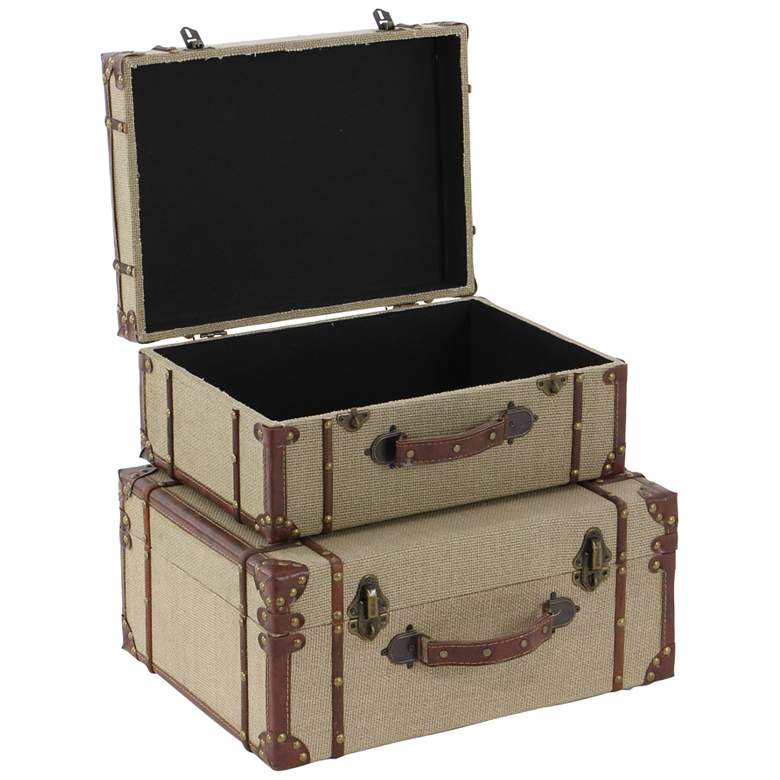 Image 4 Fargo 17 inch Wide Textured Beige Wood Nesting Trunks Set of 2 more views