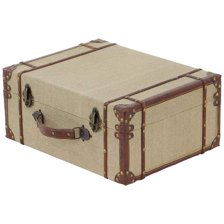 Image 5 Fargo 17 inch Wide Textured Beige Wood Nesting Trunks Set of 2 more views