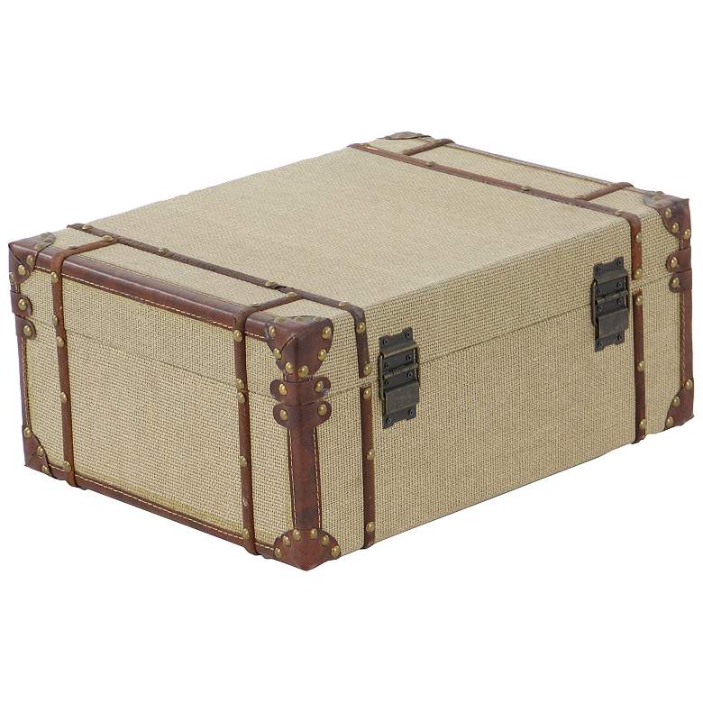 Image 6 Fargo 17 inch Wide Textured Beige Wood Nesting Trunks Set of 2 more views