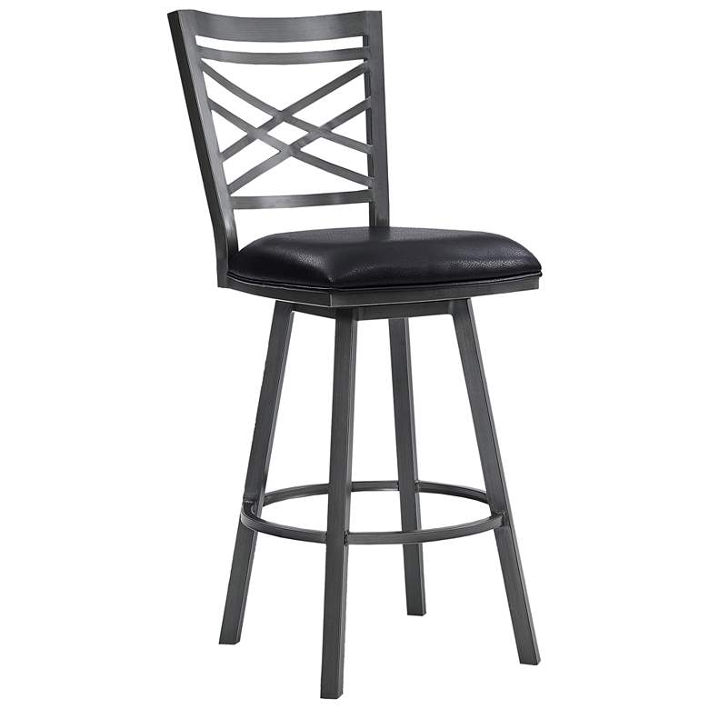 Image 1 Fargo 26 in. Barstool in Mineral Finish with Black Faux Leather