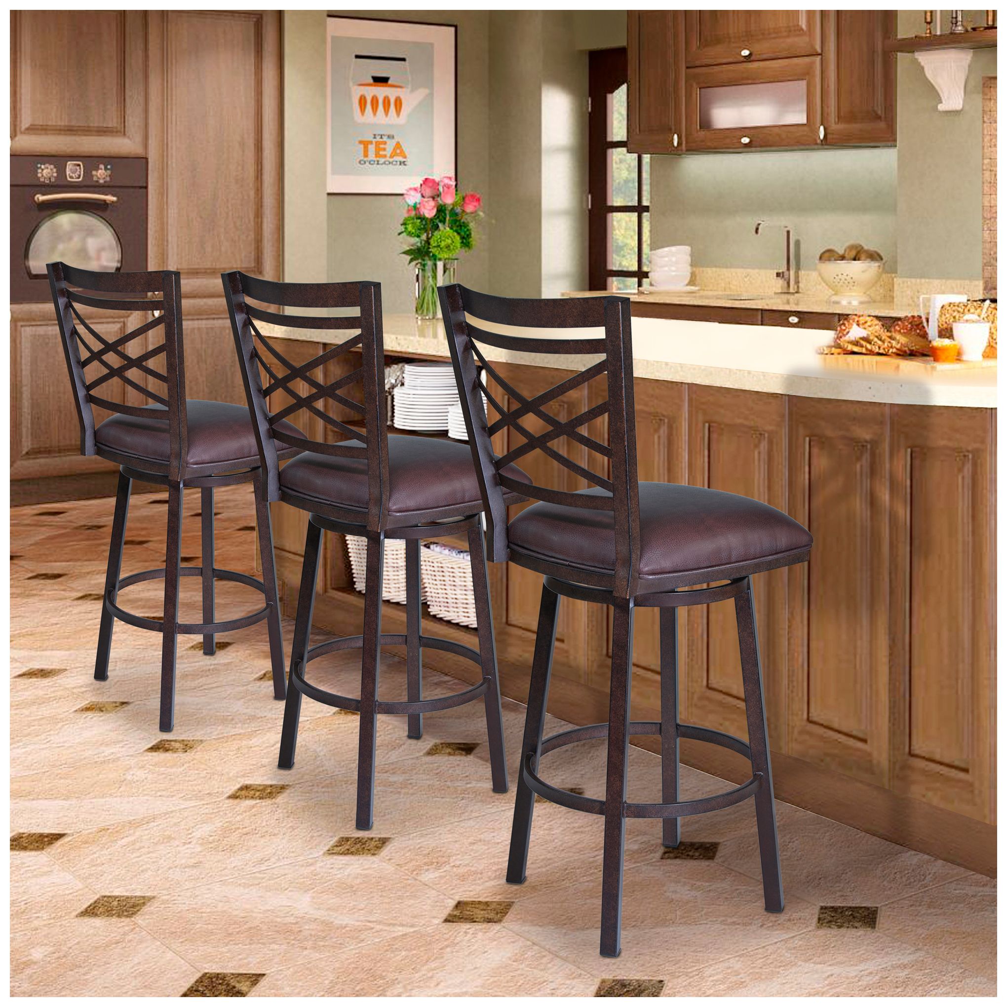 Image 5 Fargo 30 in. Barstool in Brown Pu Upholstery and Auburn Bay Finish more views