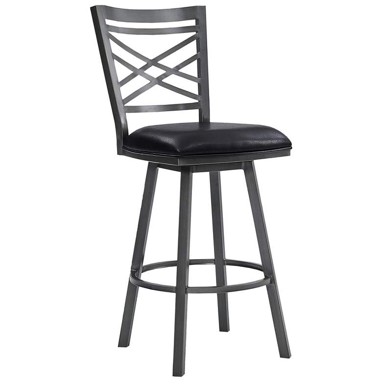 Image 1 Fargo 30 in. Barstool in Mineral Finish with Black Faux Leather
