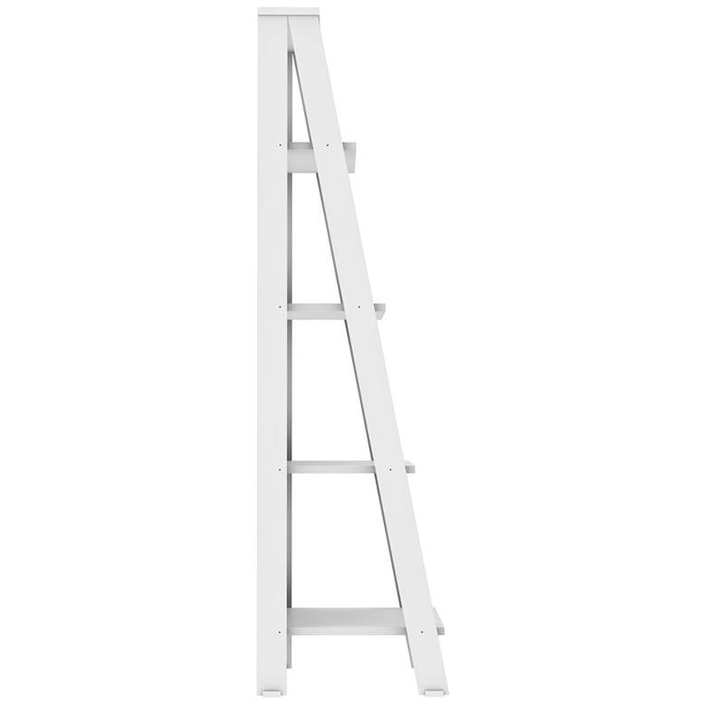 Image 3 Fargo 55 inch High White Wood 4-Shelf Ladder Bookshelf more views