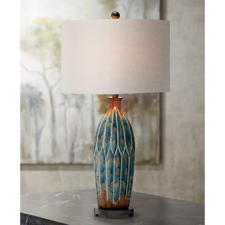 Image 1 Fargo Azul Blue and Rust Table Lamp