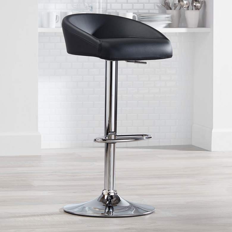 Image 1 Fargo Black Faux Leather Adjustable Swivel Bar Stool