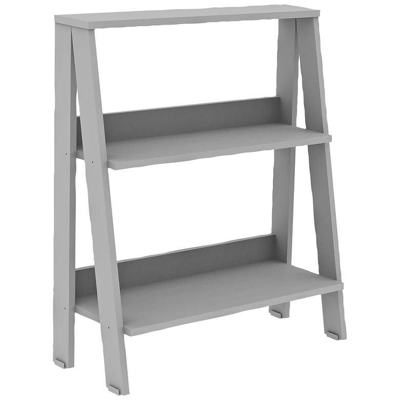 Image 1 Fargo Gray Wood 2-Shelf Ladder Bookshelf