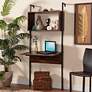 Fariat 30" Wide Walnut Brown Black Display Shelf with Desk