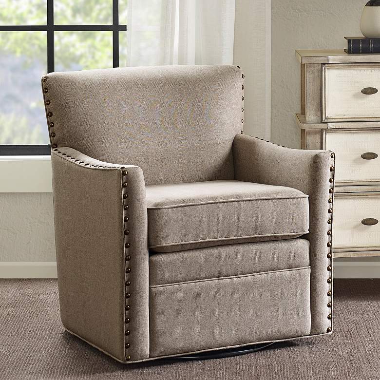 Image 1 Farina Natural Fabric Swivel Lounge Chair