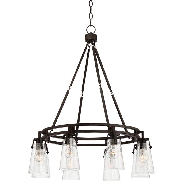 Image 2 Farington 30 inch Wide Bronze Seeded Glass 8-Light Ring Chandelier