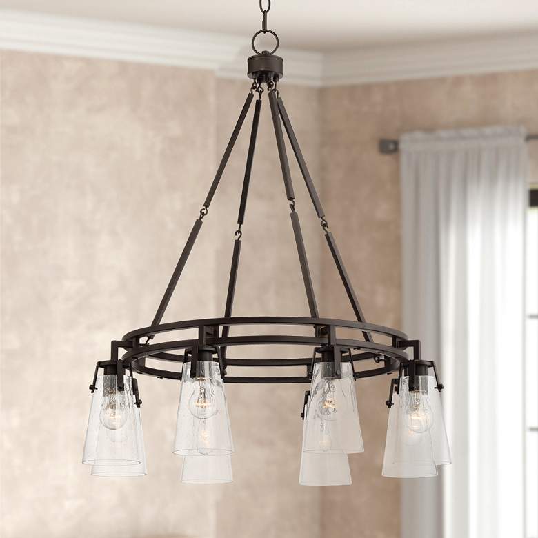 Image 1 Farington 30" Wide Bronze Seeded Glass 8-Light Ring Chandelier
