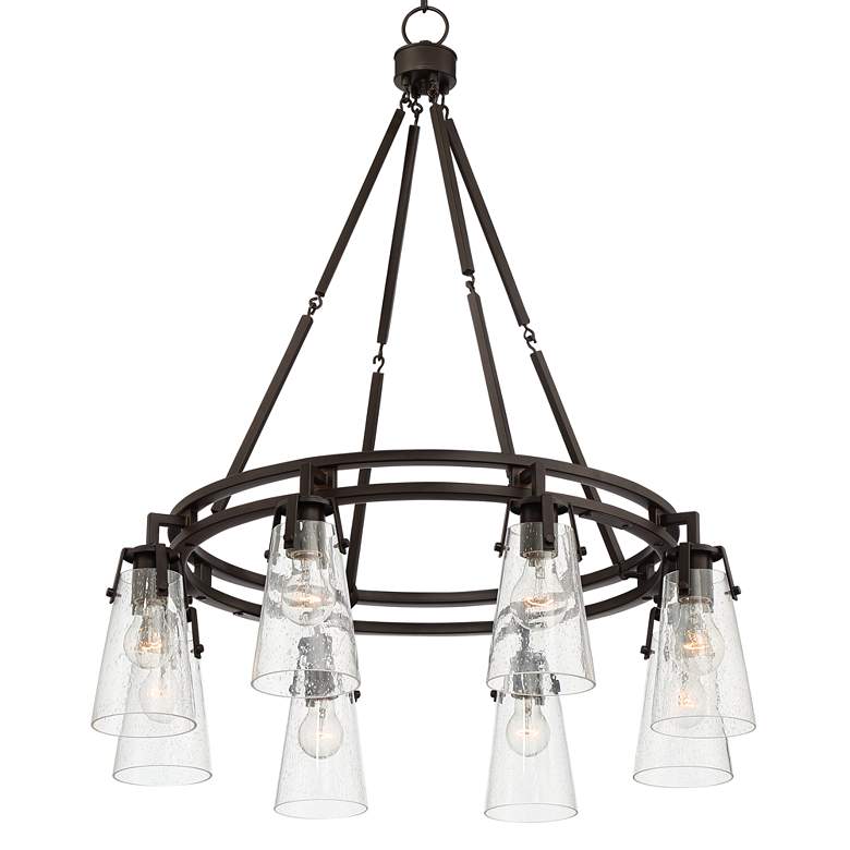 Image 6 Farington 30" Wide Bronze Seeded Glass 8-Light Ring Chandelier more views