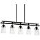 Farington 40" Wide Black Seedy Glass 5-Light Island Pendant Light