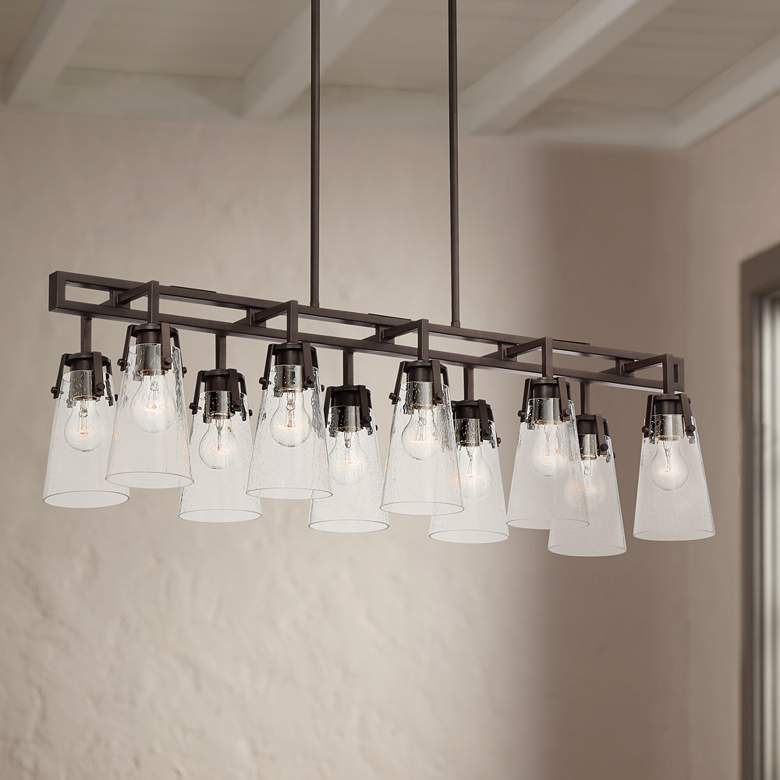 Image 1 Farington 40" Wide Bronze Seedy Glass 10-Light Island Pendant Light