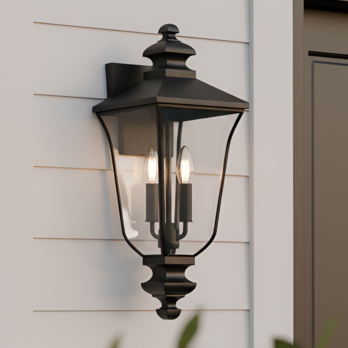 Farley 2-Light Matte Black Outdoor Wall Lantern