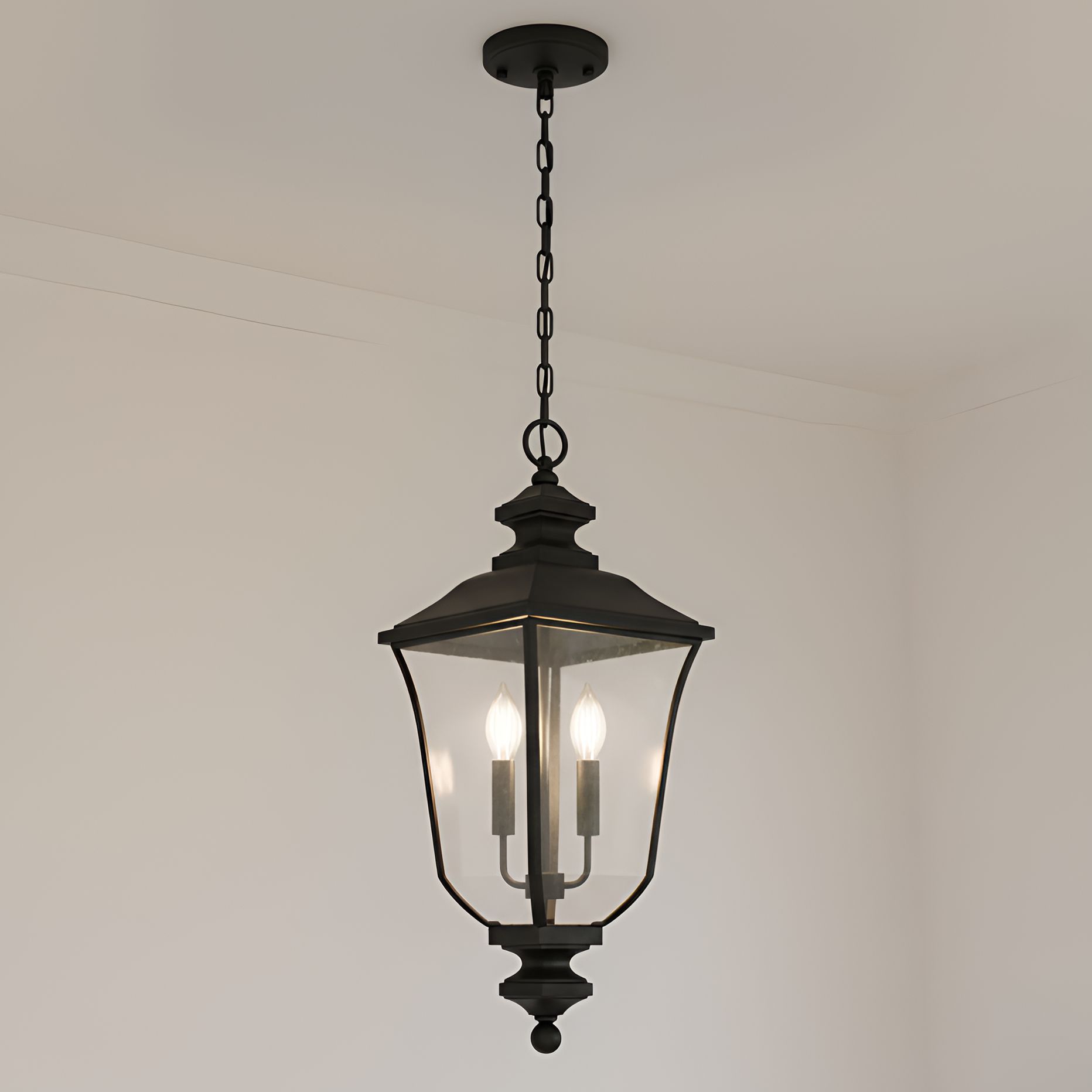 Farley 3-Light Matte Black Outdoor Hanging Lantern