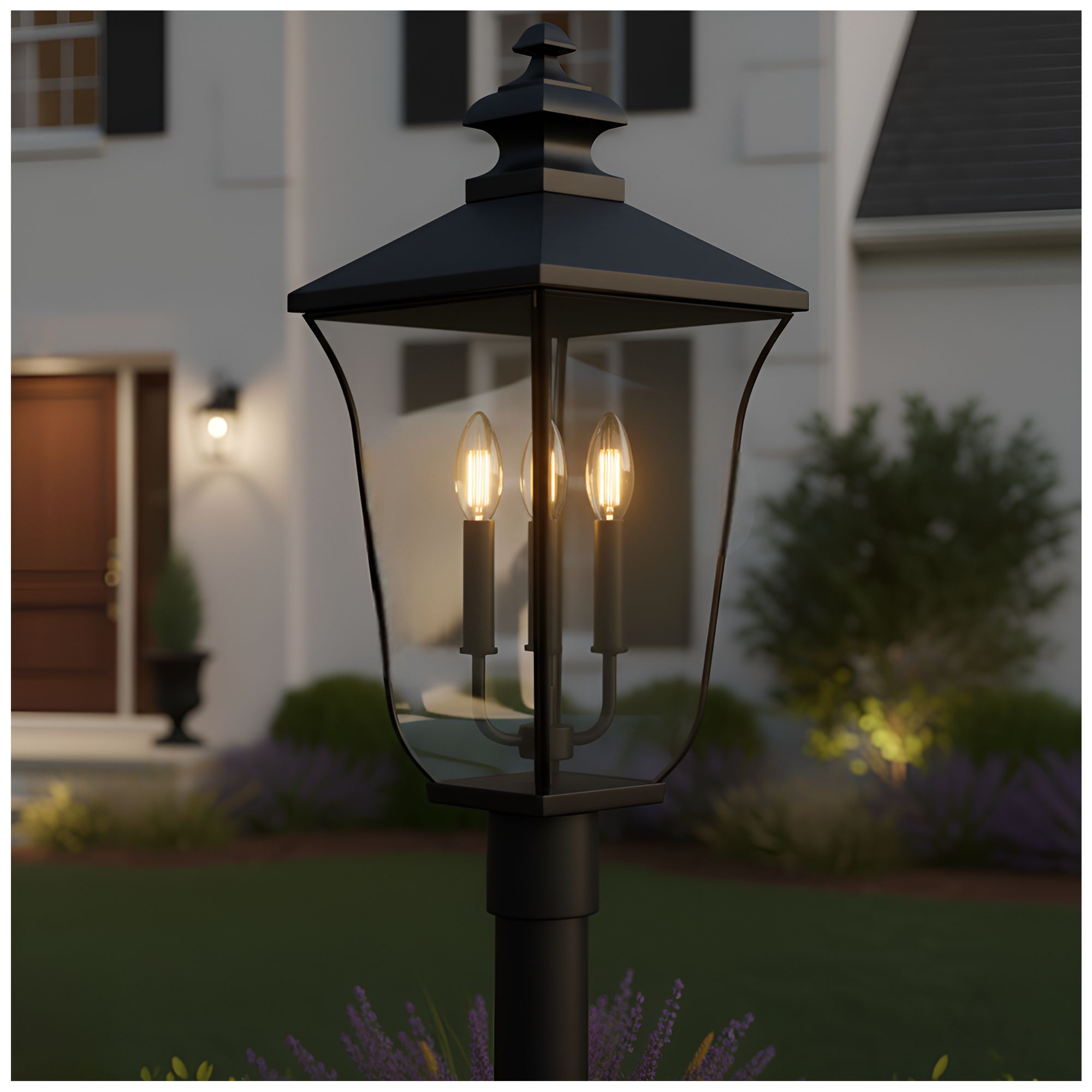 Thumbnail1 of Farley 3-Light Matte Black Outdoor Post Lantern