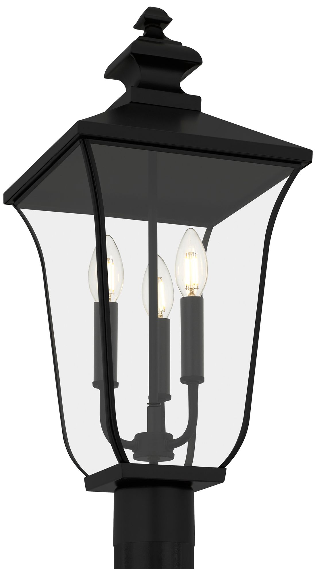 Farley 3-Light Matte Black Outdoor Post Lantern
