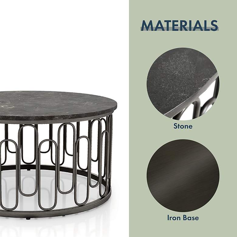 Image 7 Farley 36" Wide Black Round 3-Piece Coffee and End Table Set more views