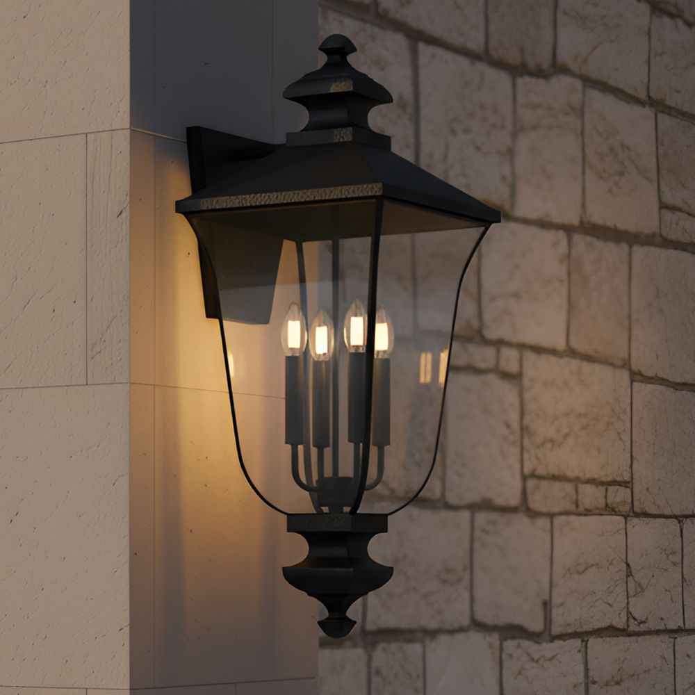 Farley 4-Light Matte Black Outdoor Wall Lantern