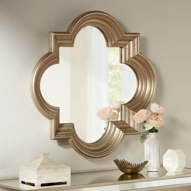 Image 1 Farley Silver 34 1/2" x 34 1/2" Quatrefoil Mirror