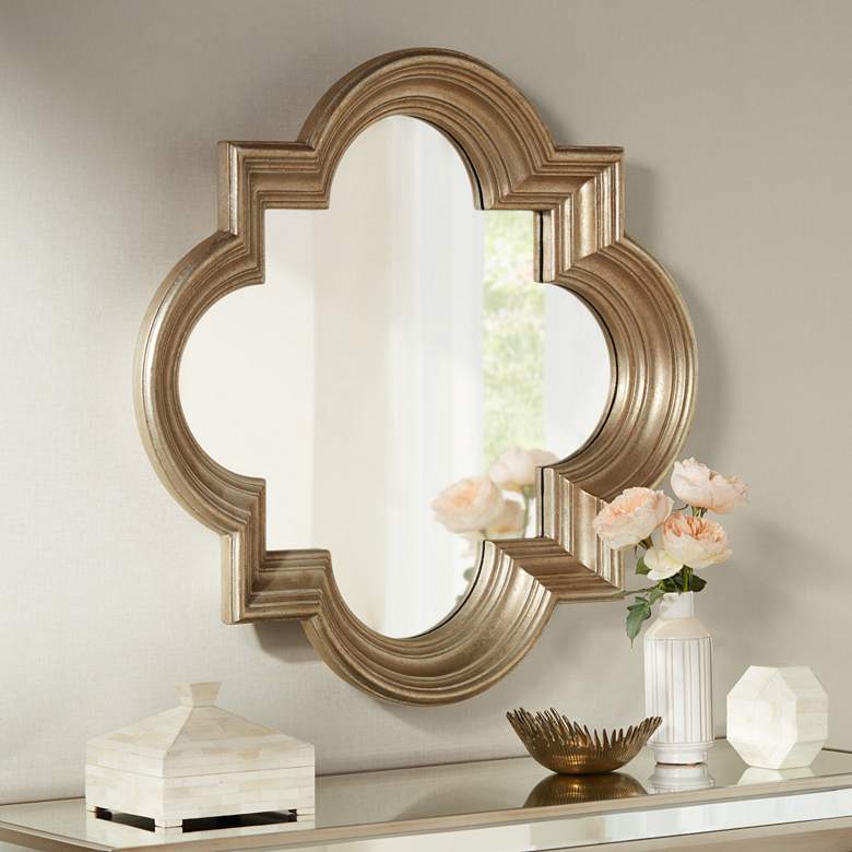 Image 1 Farley Silver 34 1/2 inch x 34 1/2 inch Quatrefoil Mirror