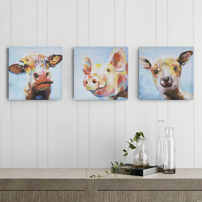 Image 1 Farm Animals 12 inch Square 3-Piece Canvas Wall Art Set