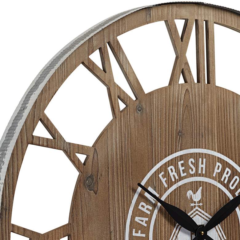 Image 3 Farm Fresh 31 1/2" Round Roman Numeral Wood Wall Clock more views