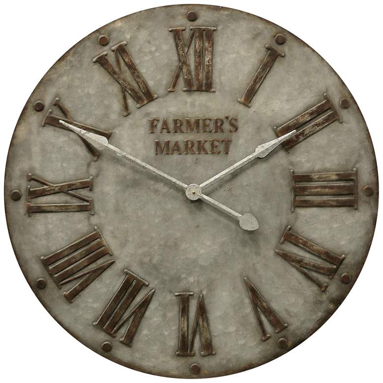 Image 1 Farmer&#39;s Market 32 inch Round Painted Iron Wall Clock
