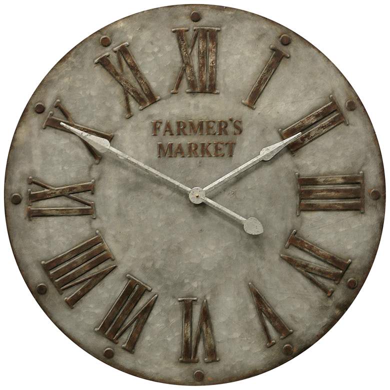 Image 1 Farmer's Market 32" Round Painted Iron Wall Clock
