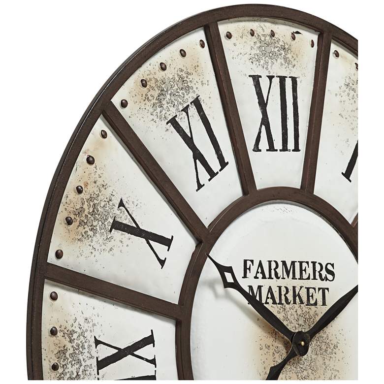 Image 4 Farmers Market 39 1/4 inch Wide Rustic Metal Wall Clock more views