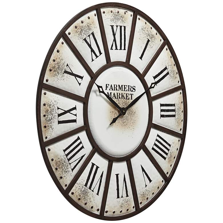 Image 5 Farmers Market 39 1/4" Wide Rustic Metal Wall Clock more views