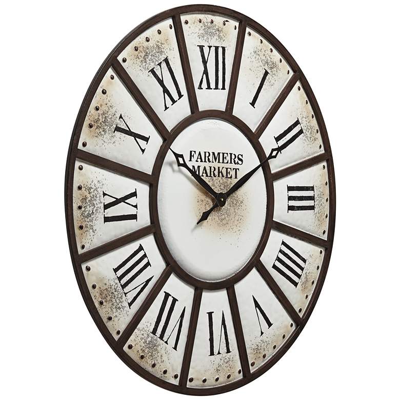 Image 5 Farmers Market 39 1/4 inch Wide Rustic Metal Wall Clock more views