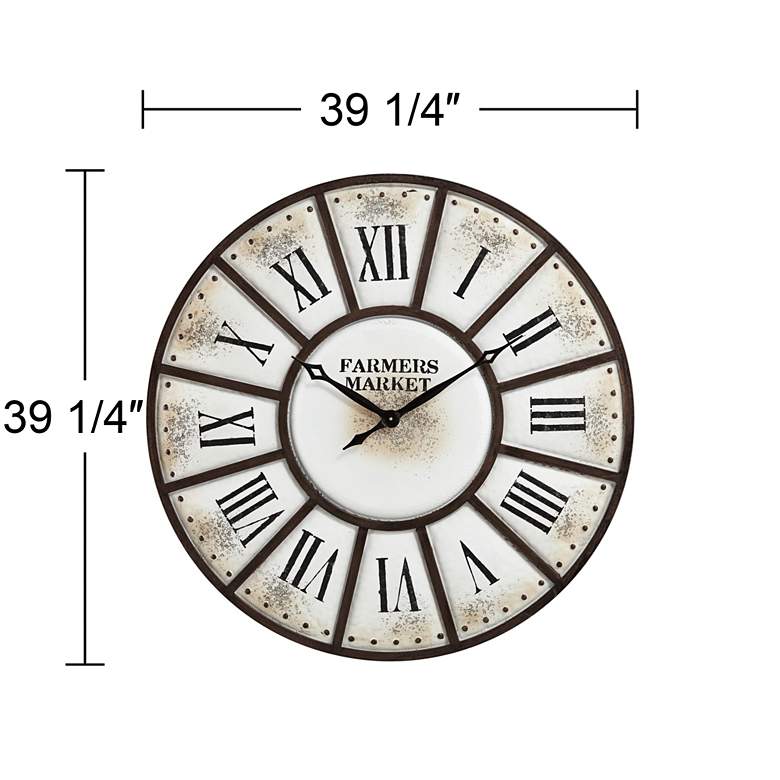 Image 6 Farmers Market 39 1/4 inch Wide Rustic Metal Wall Clock more views