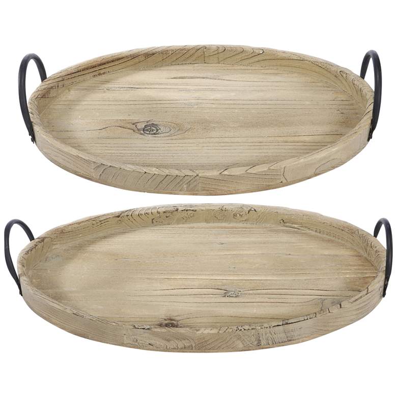 Image 1 Farmers Market Natural Wood Decorative Trays Set of 2