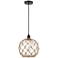 Farmhouse 10" Bronze Mini Pendant w/ Clear Glass with Brown Rope Shade