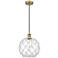 Farmhouse 10" Brushed Brass Mini Pendant w/ Clear & White Rope Sha