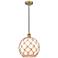 Farmhouse 10" Brushed Brass Mini Pendant w/ White & Brown Rope Sha