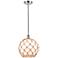 Farmhouse 10" Chrome Mini Pendant w/ White Glass with Brown Rope Shade