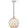 Farmhouse 10" Polished Nickel Mini Pendant w/ White & Brown Rope S