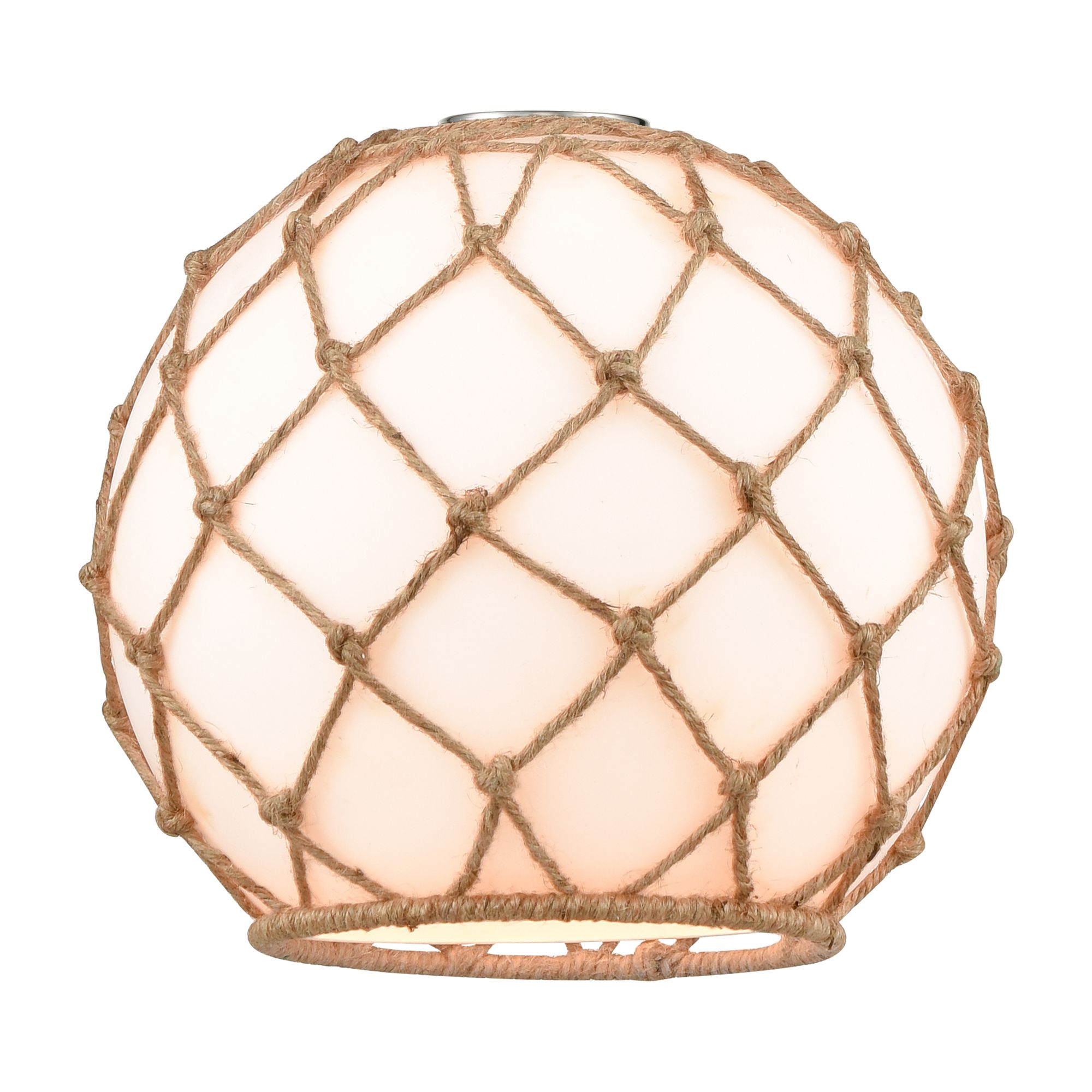 Image 3 Farmhouse 10" Polished Nickel Mini Pendant w/ White & Brown Rope S more views