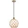 Farmhouse 10"W Corded Antique Brass Mini Pendant w/ White and Brown Sh