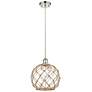 Farmhouse 10"W Corded Polished Nickel Mini Pendant w/ Clear and Brown 