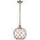 Farmhouse 10"W Stem Antique Brass Mini Pendant w/ Clear and Brown Shad