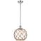 Farmhouse 10"W Stem Hung Chrome Mini Pendant w/ Clear and Brown Shade