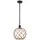 Farmhouse 10"W Stem Hung Matte Black Mini Pendant w/ Clear and Brown S