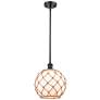 Farmhouse 10"W Stem Hung Matte Black Mini Pendant w/ White and Brown S